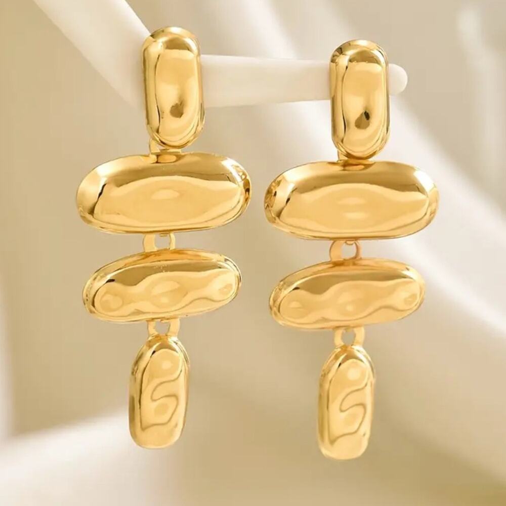 Hammered Gold Dangle Earrings